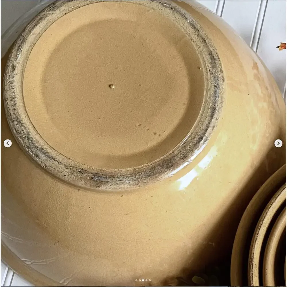 Vintage Mixing Bowl Extra Large Yellow Ware Stoneware Farmhouse
